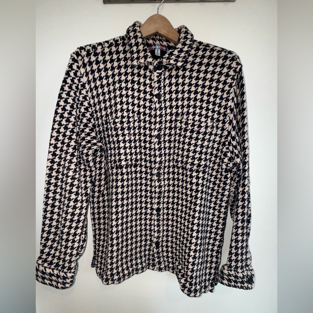 Urban Outfitters Black and Cream Houndstooth Top
